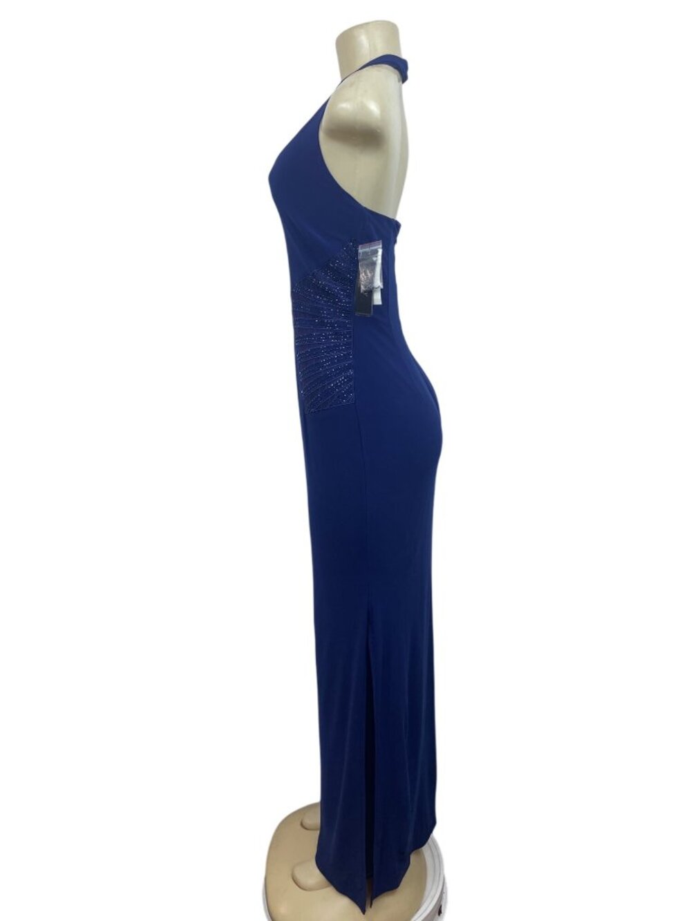 Laundry By Shelli Segal Womens Blue Polyester Spandex Halter Maxi Dress Size 4 - Picture 5 of 12